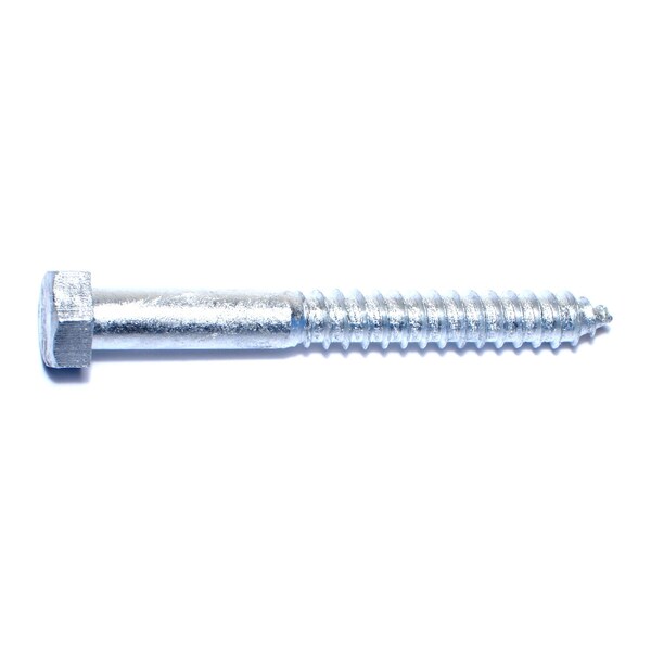 Midwest Fastener Lag Screw, 1/2 in, 4-1/2 in, Steel, Hot Dipped Galvanized Hex Hex Drive, 4 PK 35401 - main